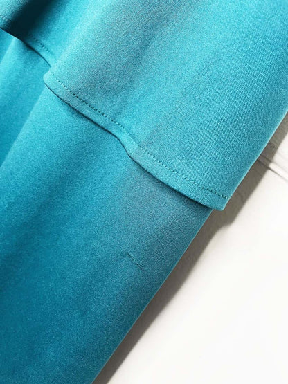 vintage andra peplum waist poly - knit midi dress - good market thrift store