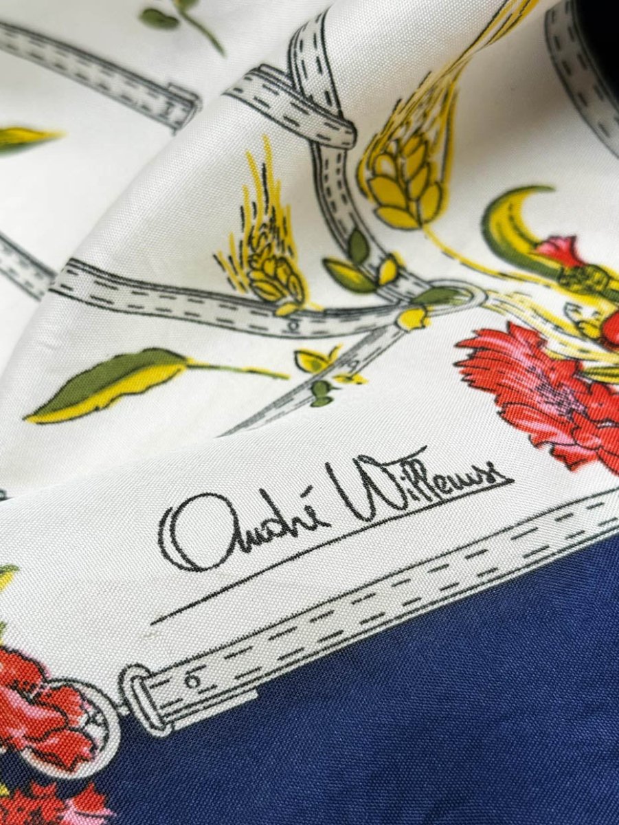 vintage andre willeuse hand - rolled edge square scarf - good market thrift store