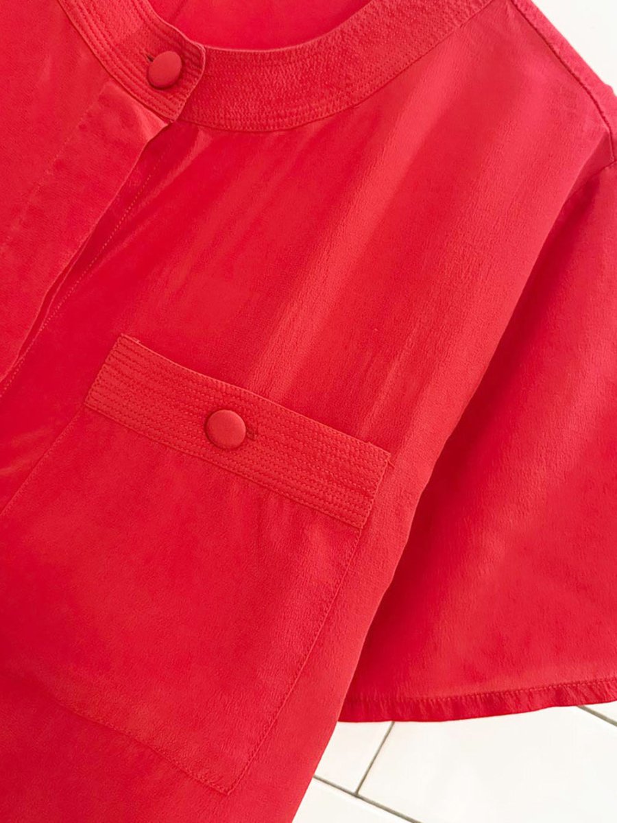 vintage angela toro 100% silk full button blouse - good market thrift store