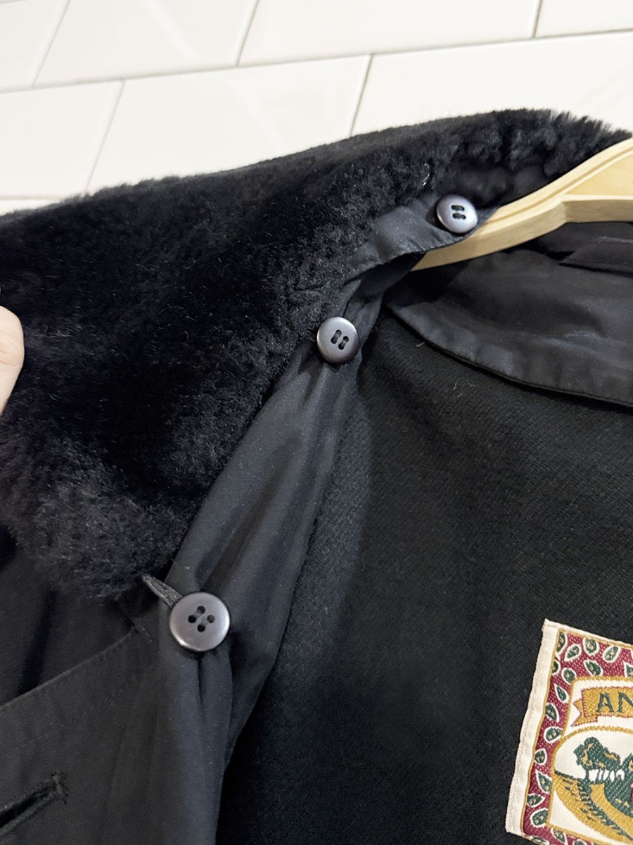 vintage annex faux fur collar lined trench coat | removable collar and liner - good market thrift store