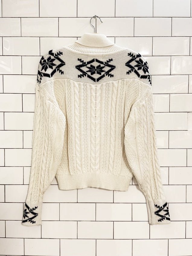 vintage aprés ski nordic snowflake cable knit sweater | the american line - good market thrift store