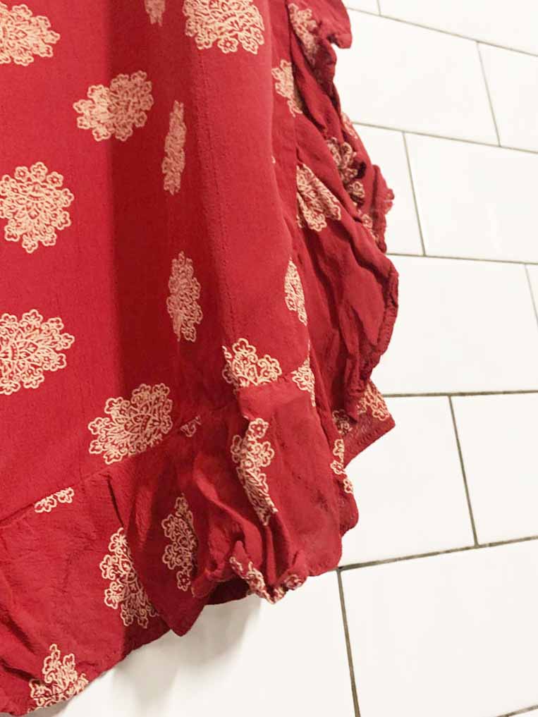 vintage april cornell boho floral ruffle side slit maxi skirt - good market thrift store