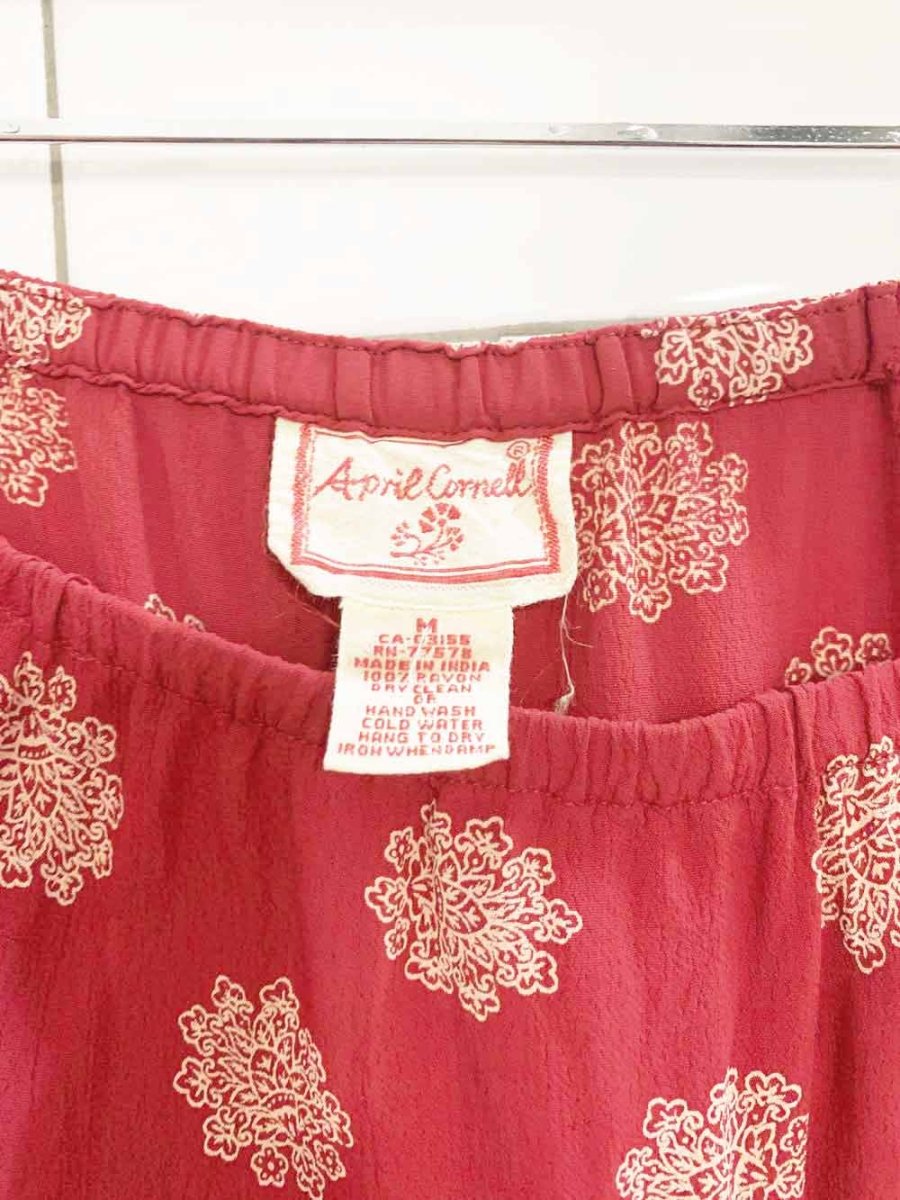 vintage april cornell boho floral ruffle side slit maxi skirt - good market thrift store