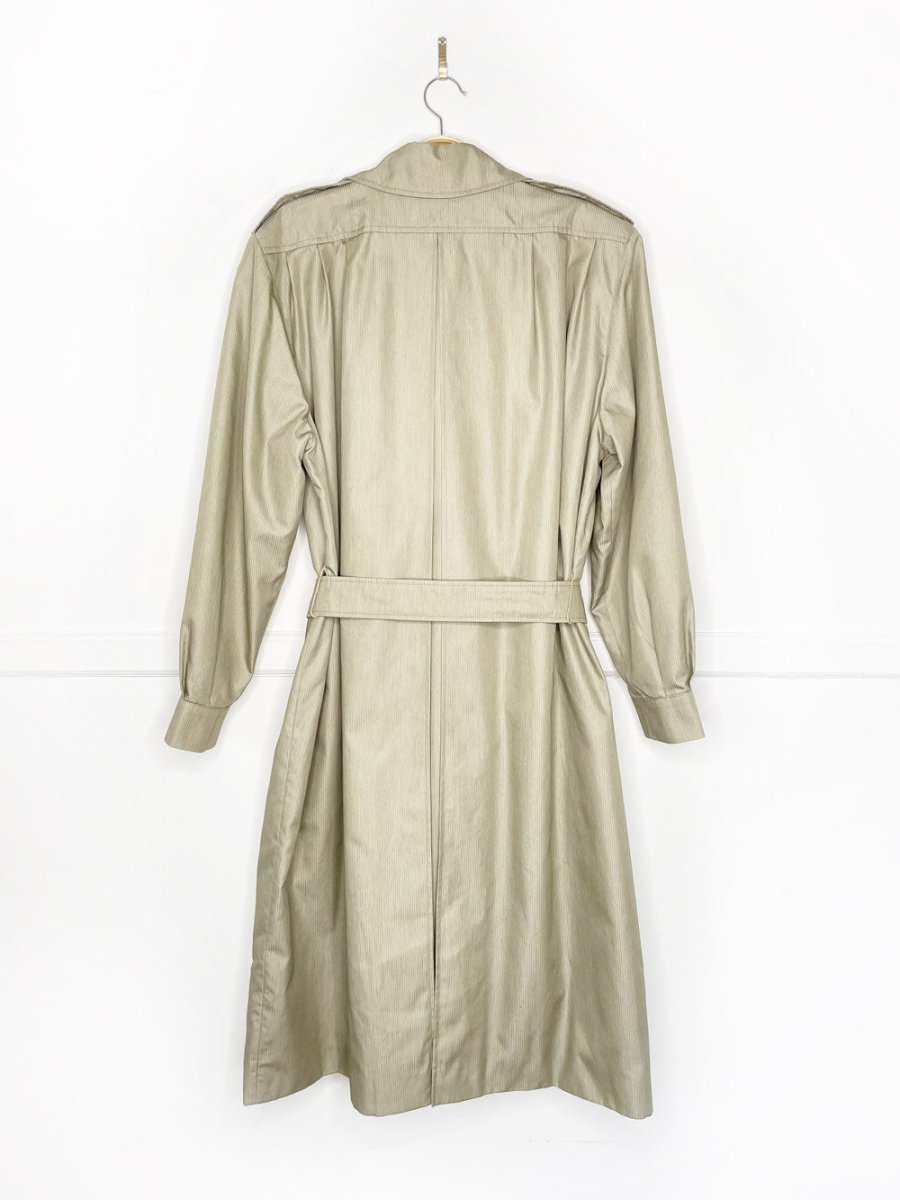 vintage aqascutum pleated shoulder balloon sleeve belted trench coat - good market thrift store