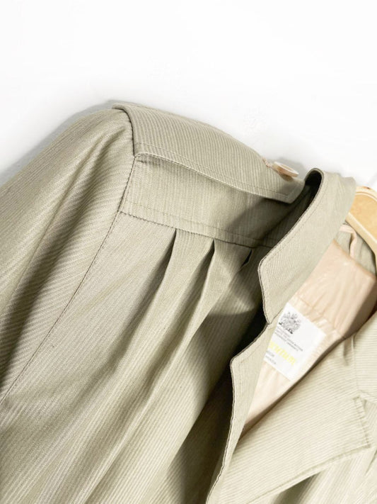 vintage aqascutum pleated shoulder balloon sleeve belted trench coat - good market thrift store