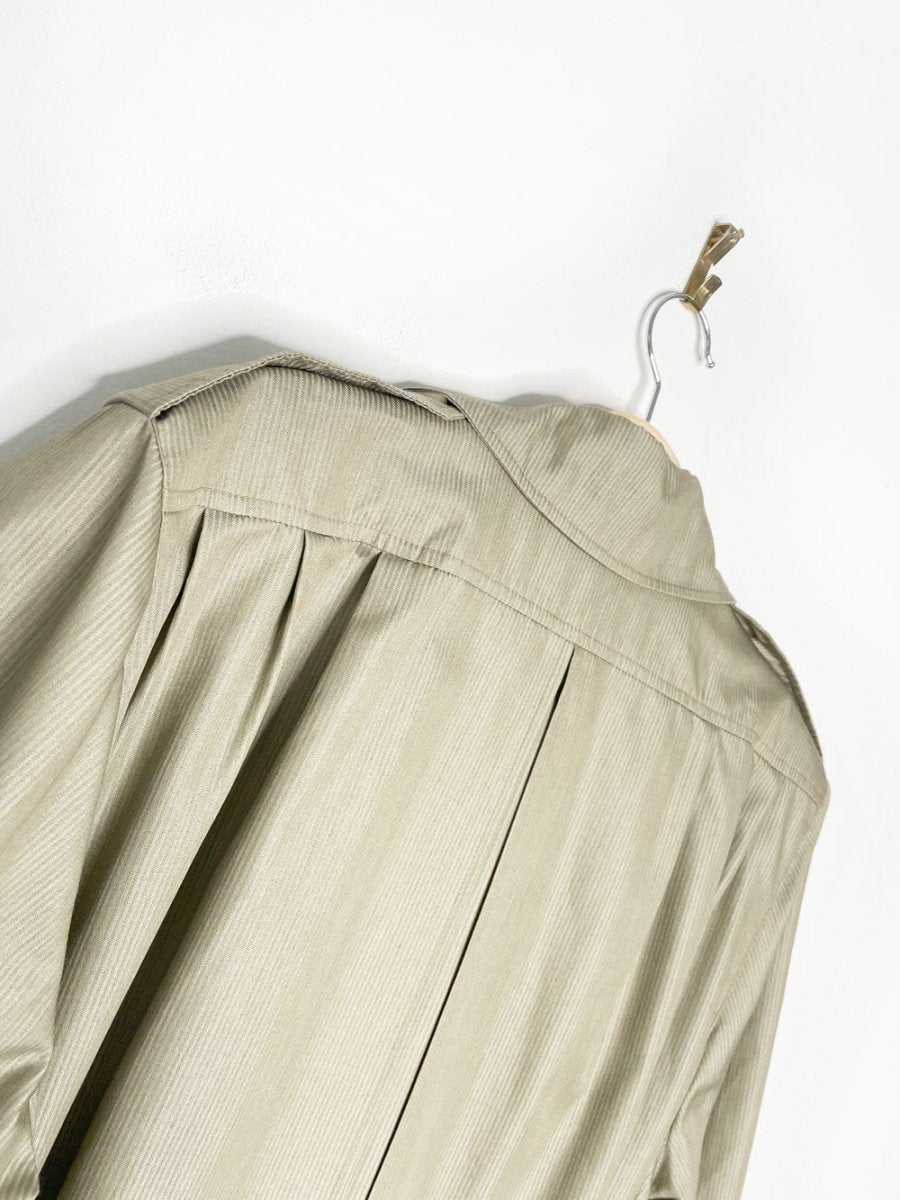 vintage aqascutum pleated shoulder balloon sleeve belted trench coat - good market thrift store