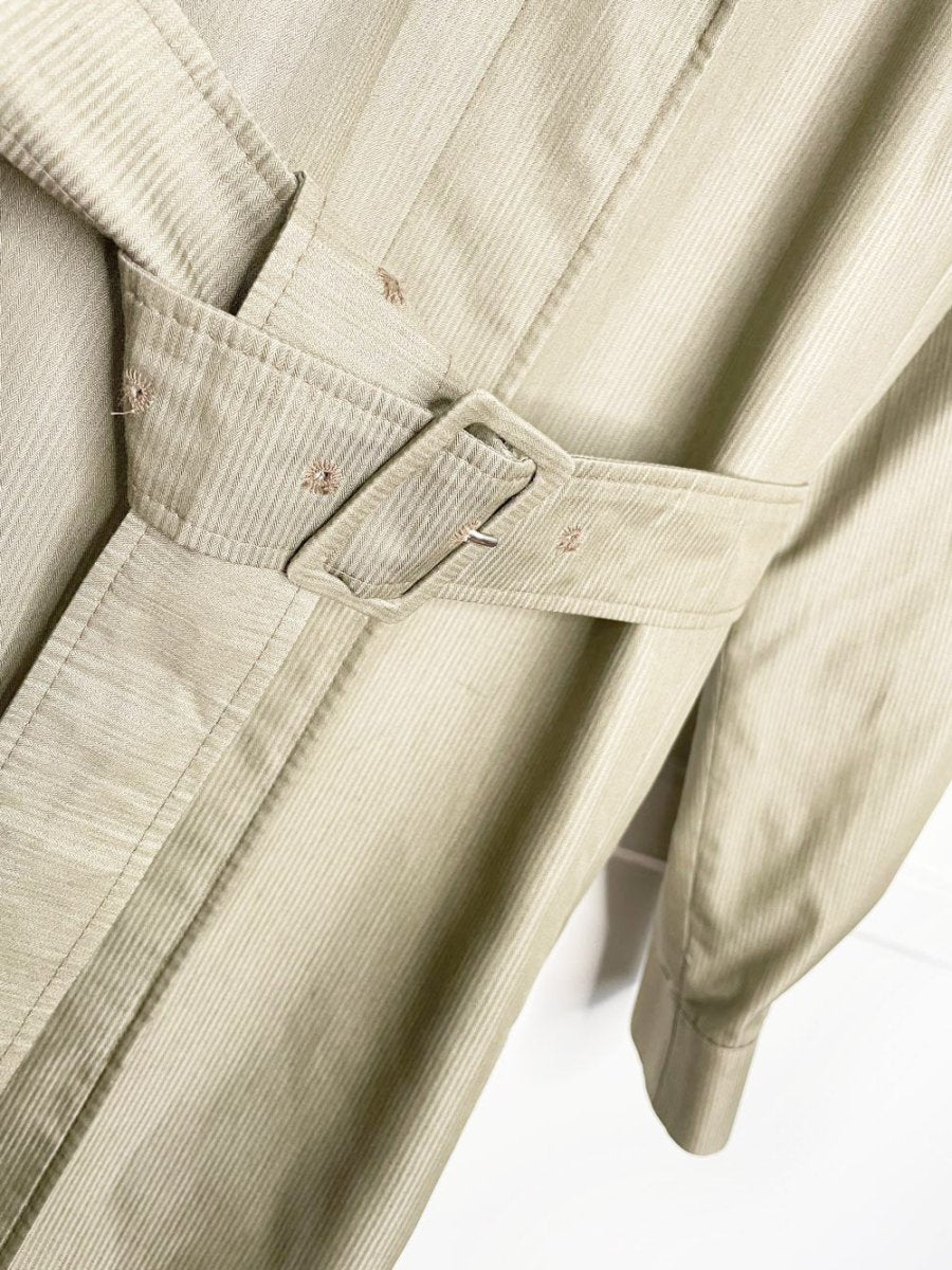 vintage aqascutum pleated shoulder balloon sleeve belted trench coat - good market thrift store