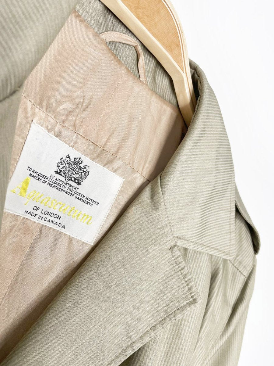 vintage aqascutum pleated shoulder balloon sleeve belted trench coat - good market thrift store