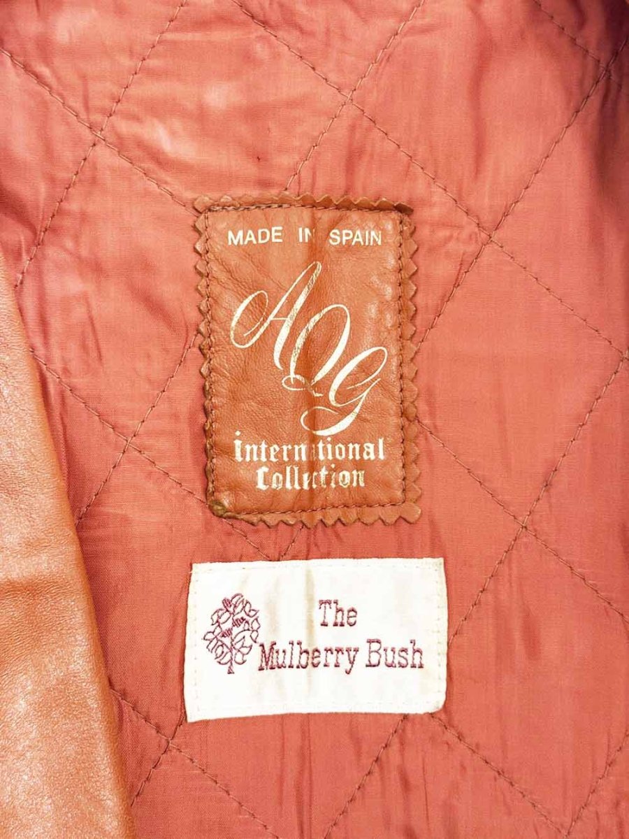 vintage AQG leather double breasted belted trench coat | made in Spain | the mulberry bush - good market thrift store