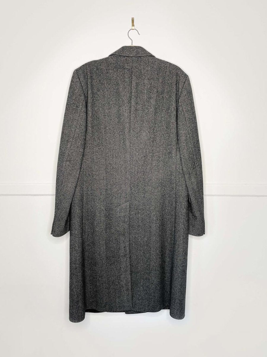 vintage aquascutum 100% wool herringbone single breasted coat - good market thrift store