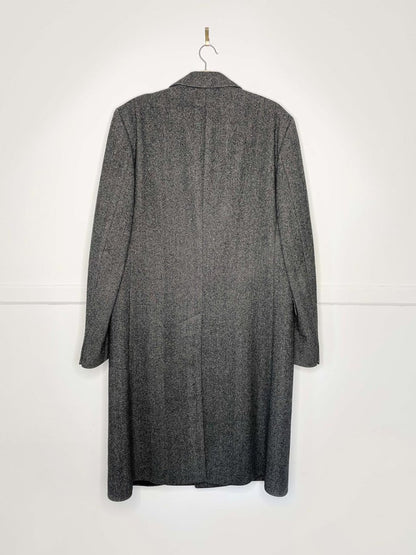 vintage aquascutum 100% wool herringbone single breasted coat - good market thrift store