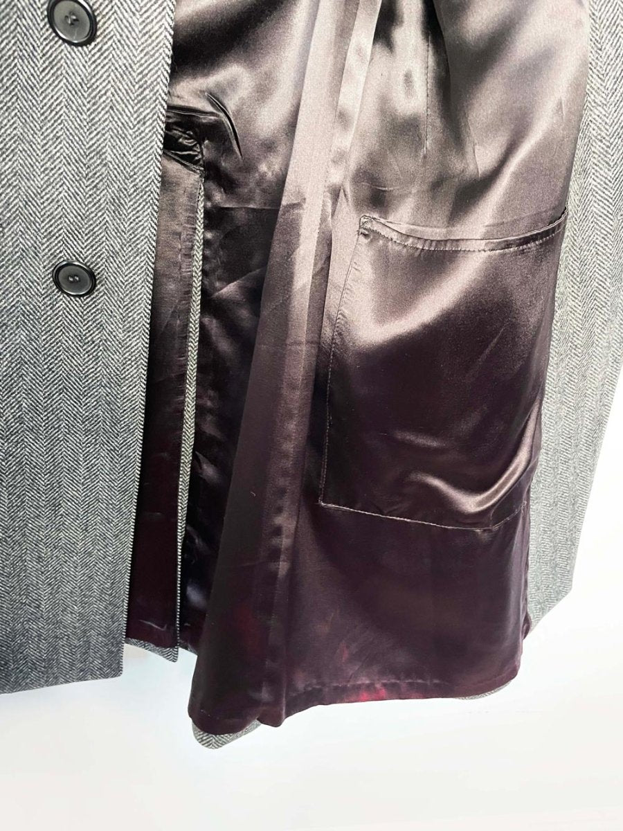 vintage aquascutum 100% wool herringbone single breasted coat - good market thrift store