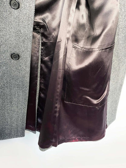 vintage aquascutum 100% wool herringbone single breasted coat - good market thrift store