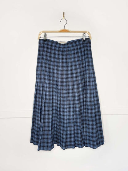 vintage aquascutum woven plaid pleated midi skirt - good market thrift store