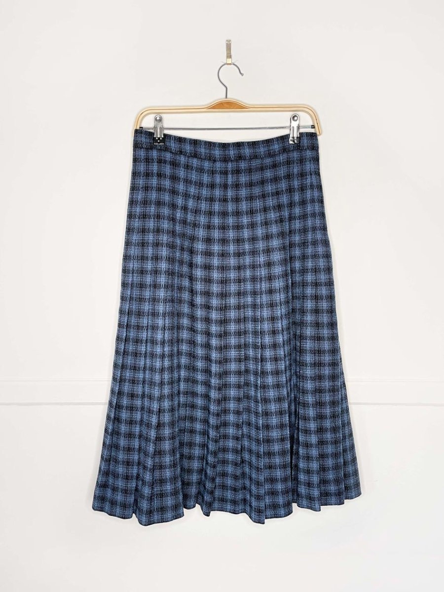 vintage aquascutum woven plaid pleated midi skirt - good market thrift store