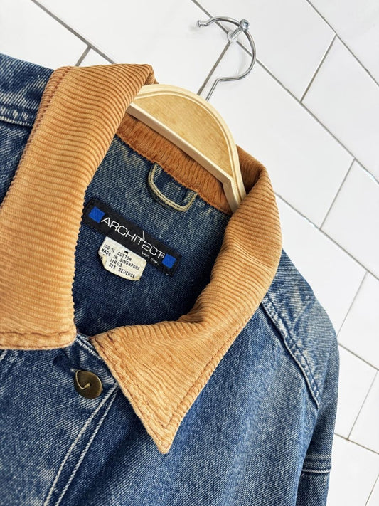 vintage architect chunky cord collar denim chore coat - good market thrift store