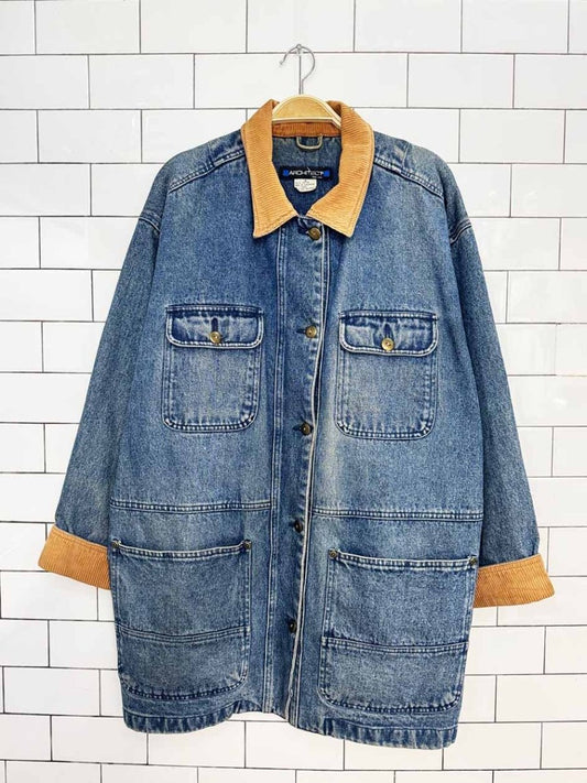 vintage architect chunky cord collar denim chore coat - good market thrift store