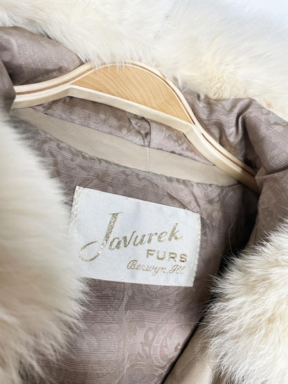 vintage arctic fox fur hooded zip bomber jacket | javurek - good market thrift store