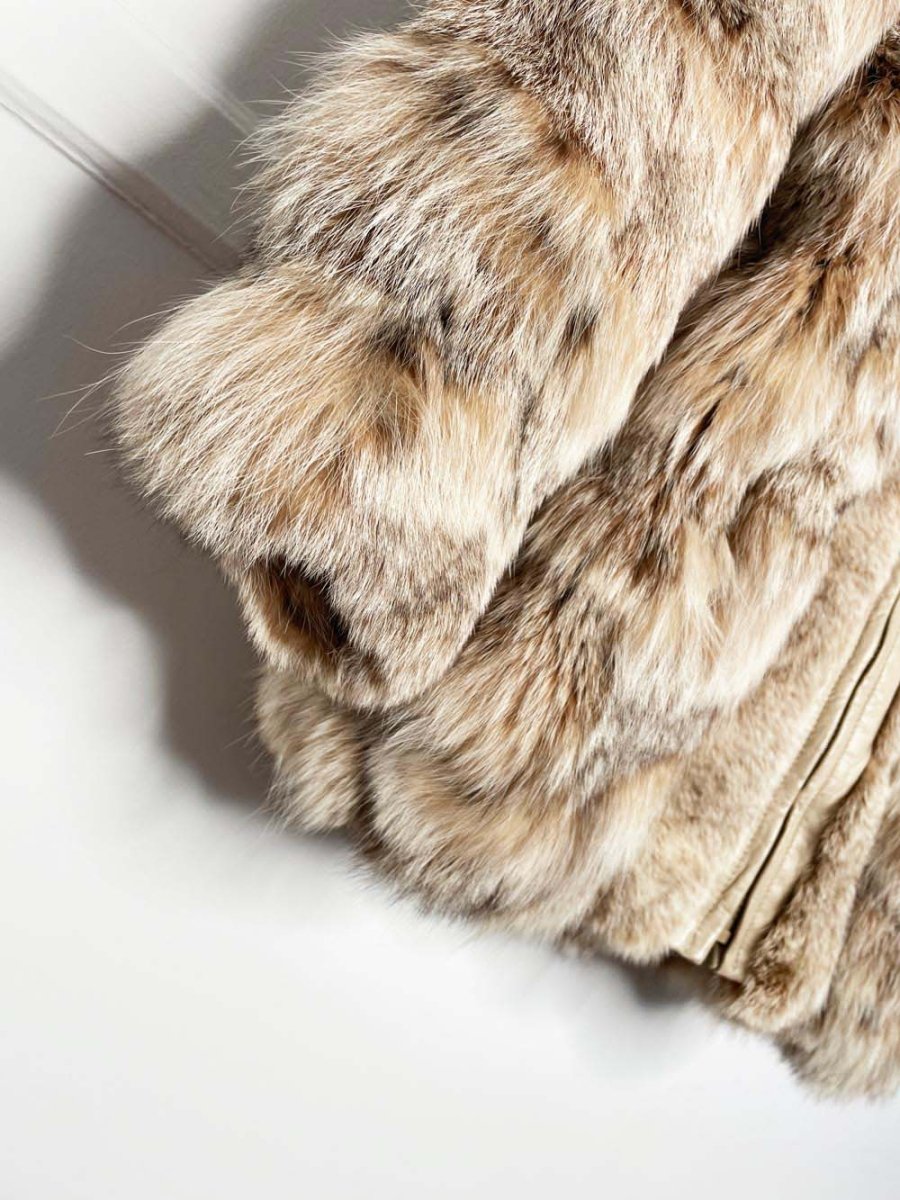 vintage arctic fox fur hooded zip bomber jacket | javurek - good market thrift store