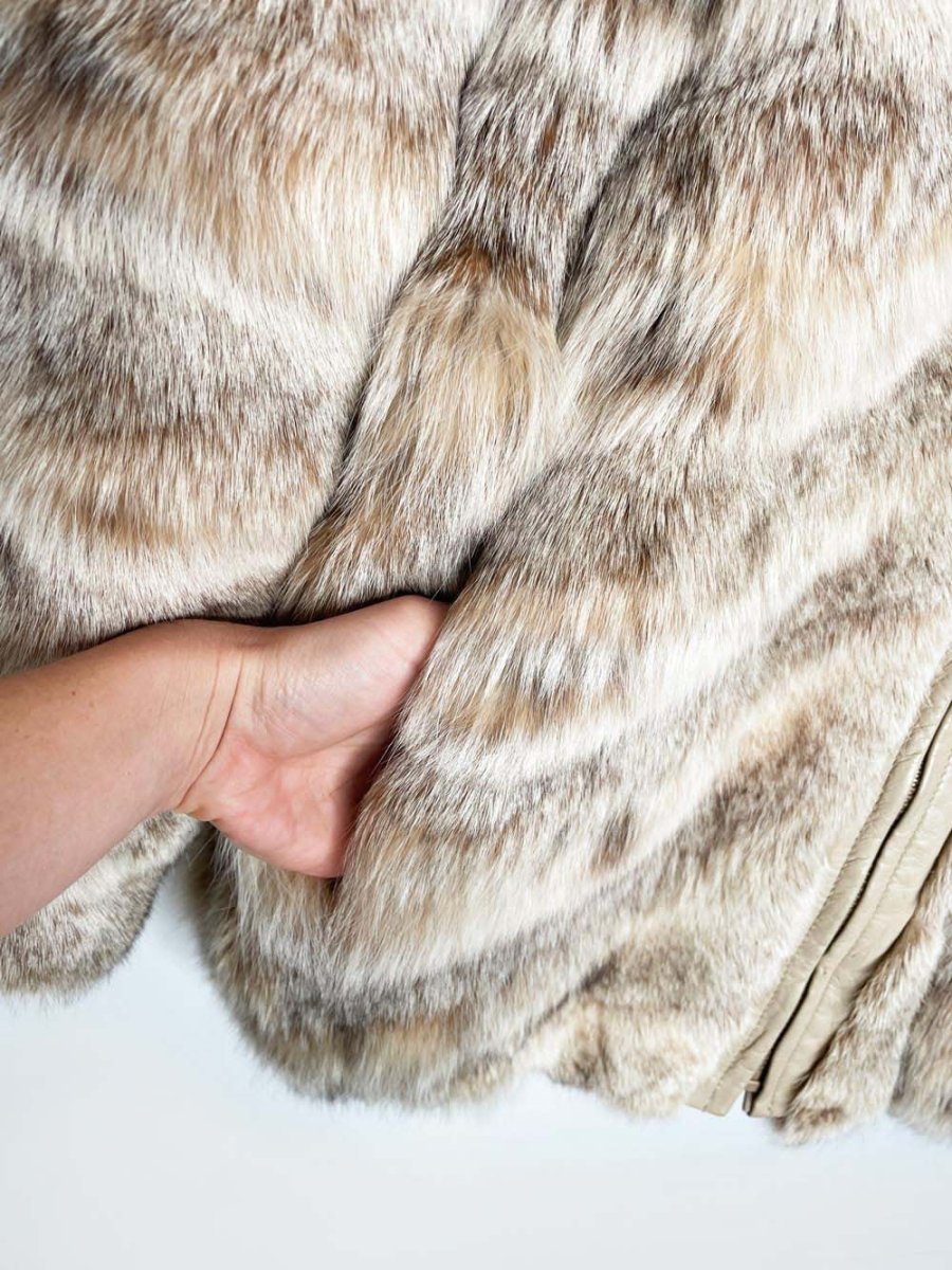 vintage arctic fox fur hooded zip bomber jacket | javurek - good market thrift store