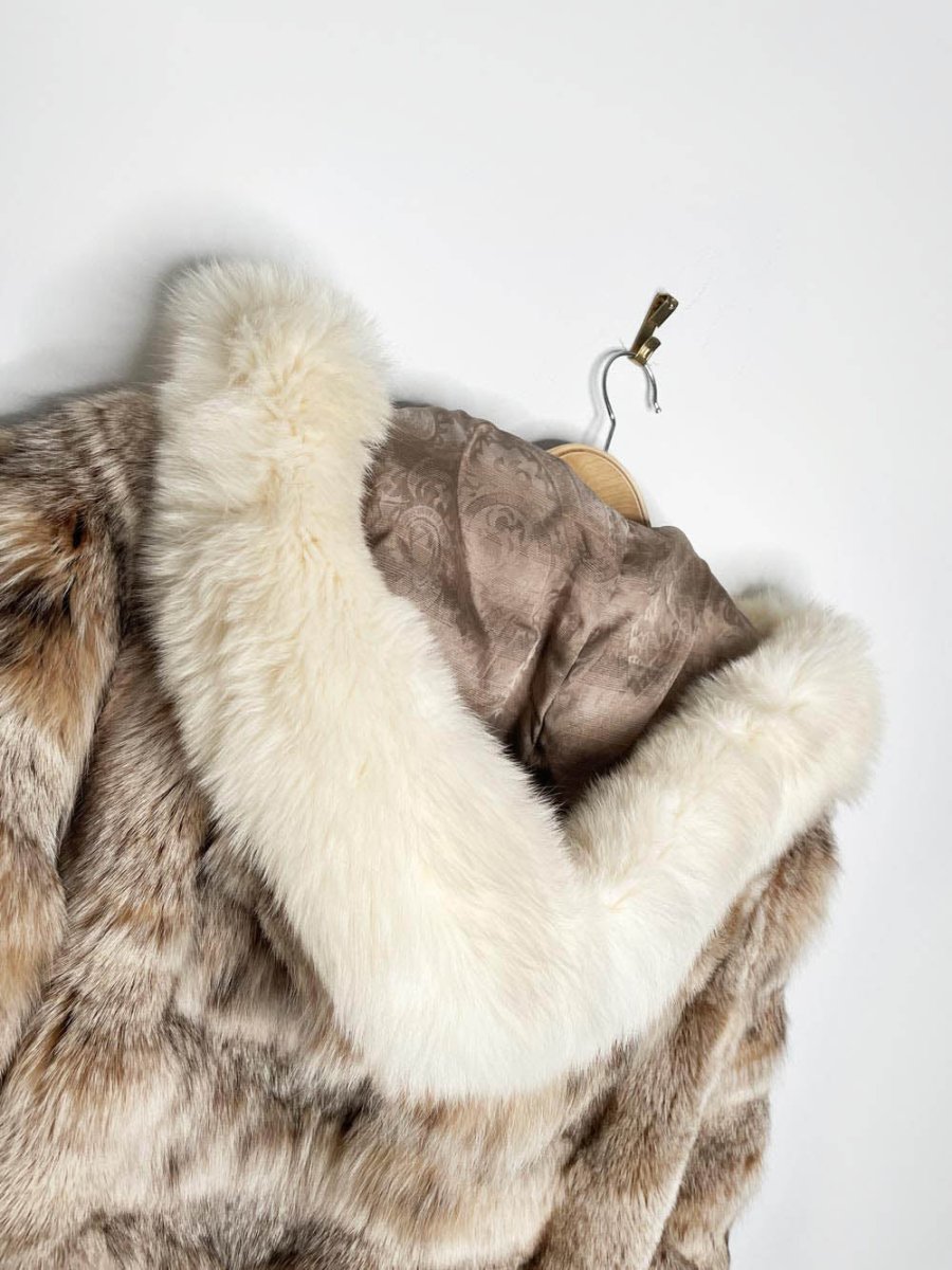vintage arctic fox fur hooded zip bomber jacket | javurek - good market thrift store