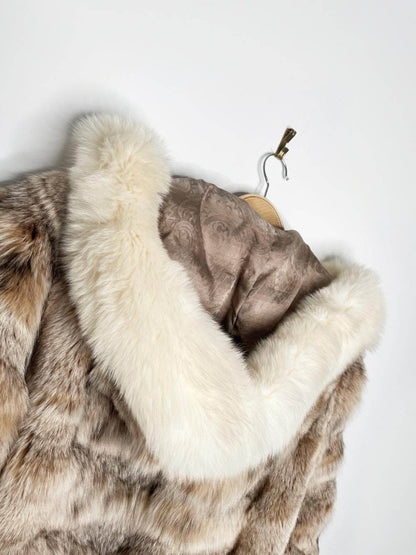 vintage arctic fox fur hooded zip bomber jacket | javurek - good market thrift store