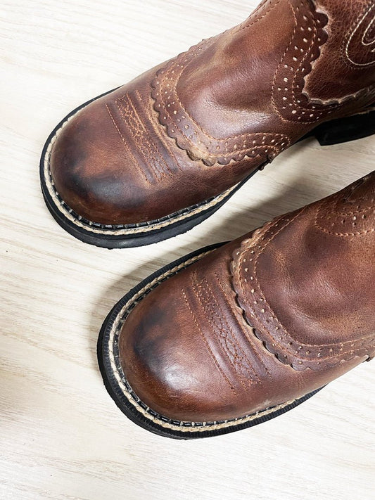 vintage ariat fatbaby leather western cowboy boots - good market thrift store