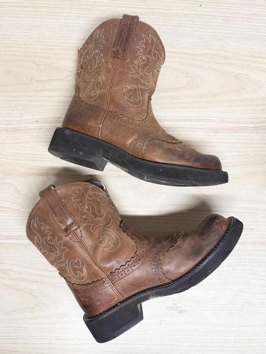 vintage ariat fatbaby leather western cowboy boots - good market thrift store