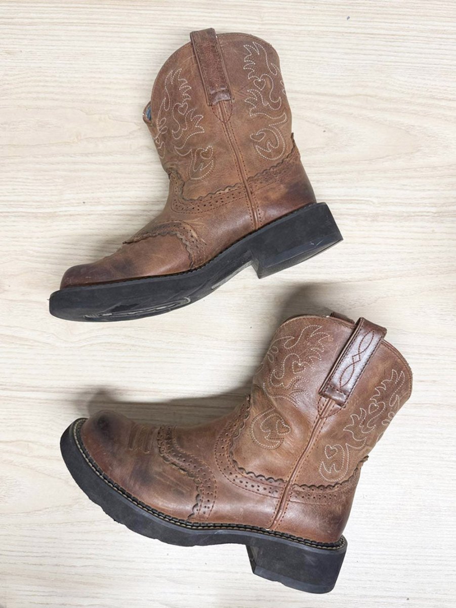 vintage ariat fatbaby leather western cowboy boots - good market thrift store