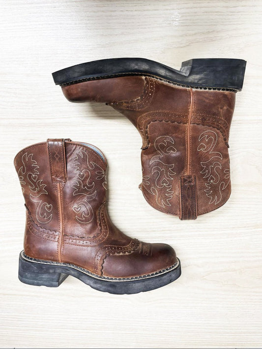 vintage ariat fatbaby leather western cowboy boots - good market thrift store