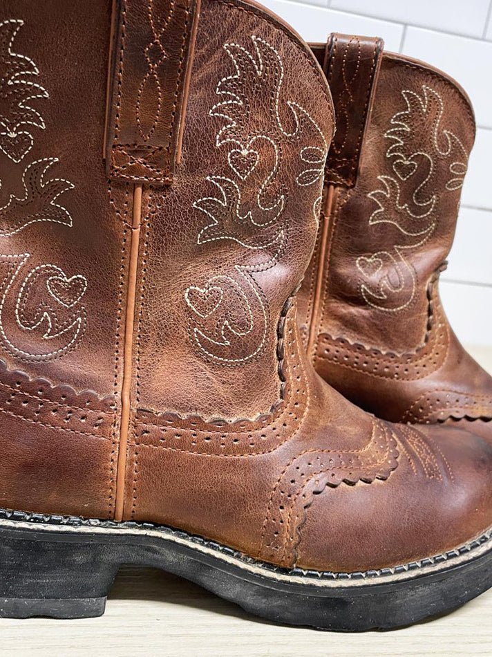 vintage ariat fatbaby leather western cowboy boots - good market thrift store