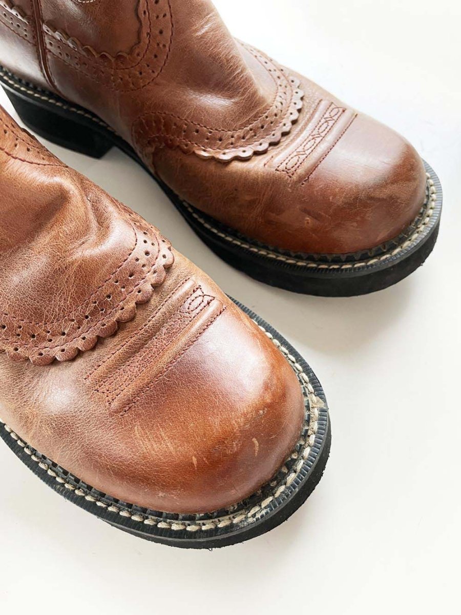 vintage ariat fatbaby leather western cowboy boots - good market thrift store