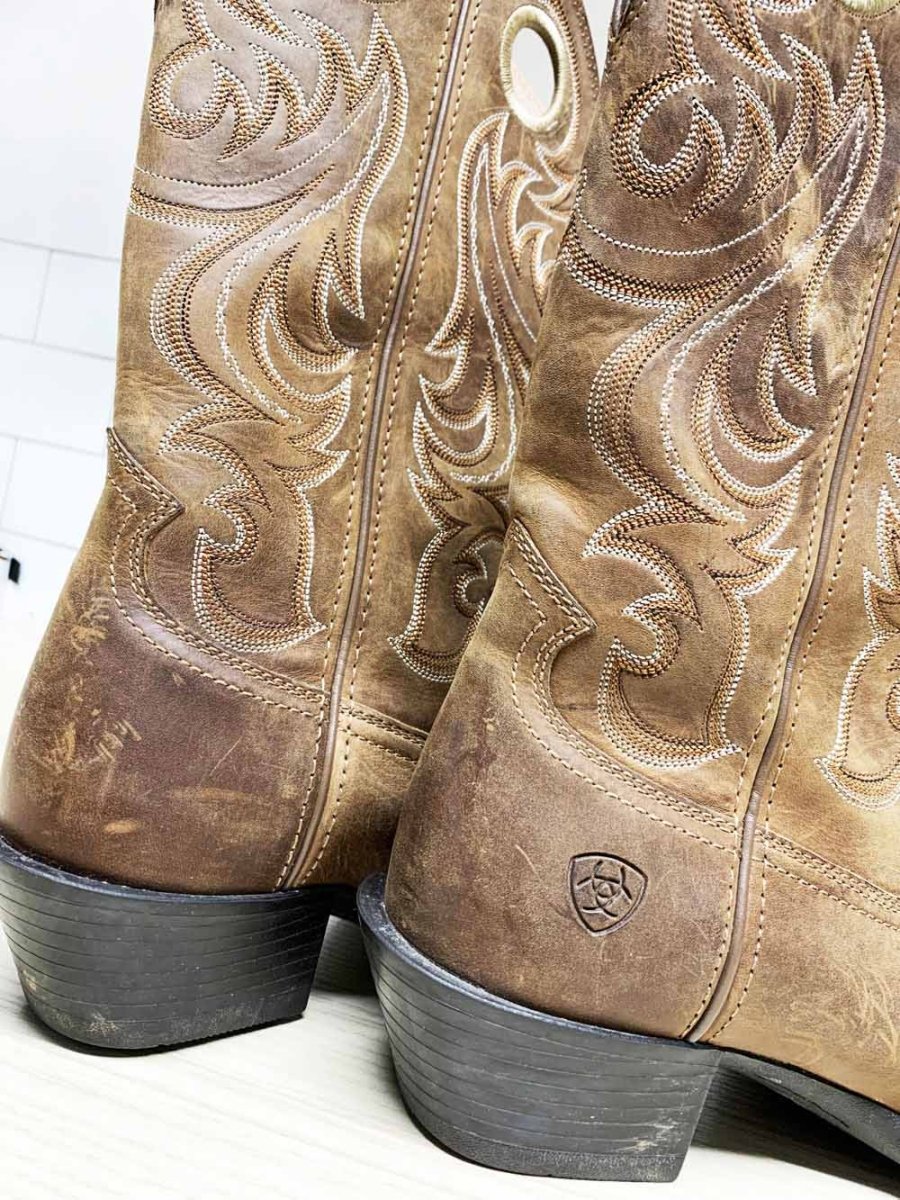 vintage ariat leather western embroidered cowboy boots - good market thrift store