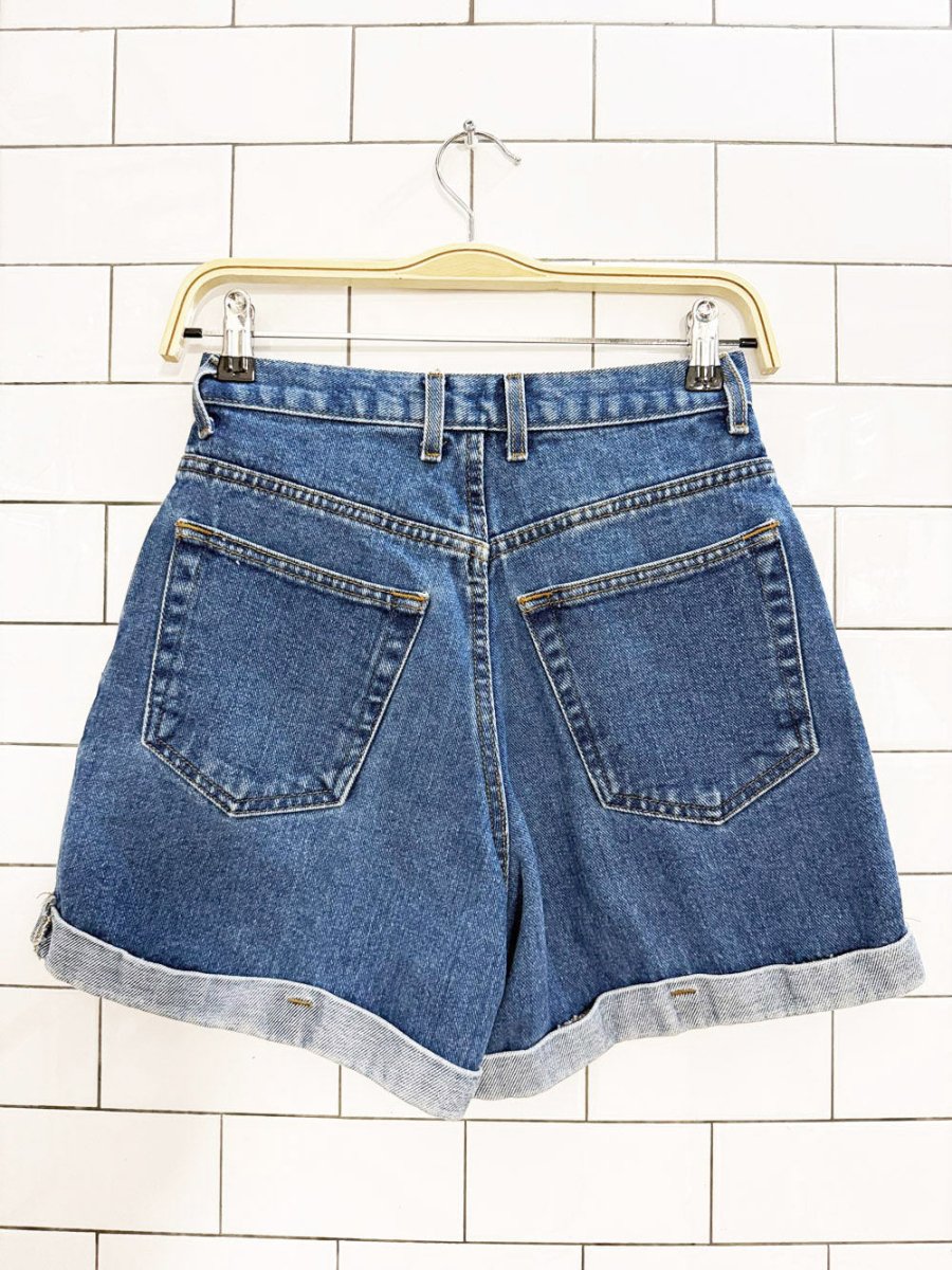 vintage arizona two - button high rise cuffed denim shorts - good market thrift store