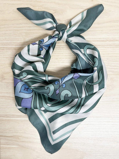 vintage art nouveau satin square scarf - good market thrift store