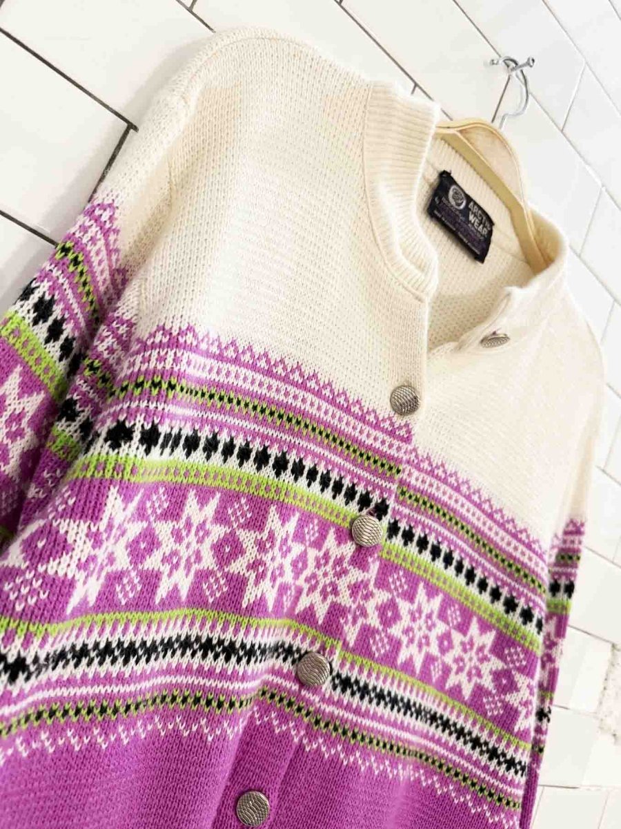 vintage artic wear snowflake fair isle knit cardigan - good market thrift store