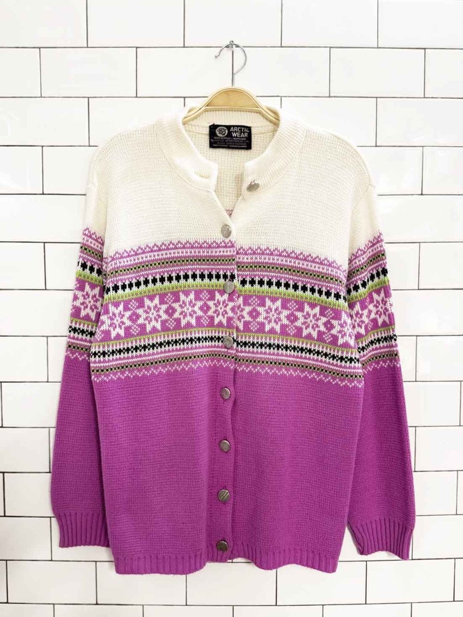 vintage artic wear snowflake fair isle knit cardigan - good market thrift store