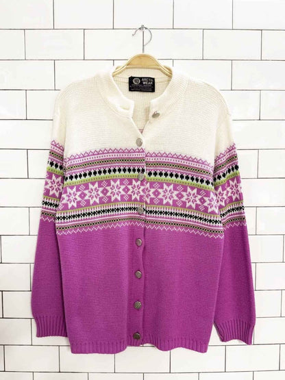 vintage artic wear snowflake fair isle knit cardigan - good market thrift store