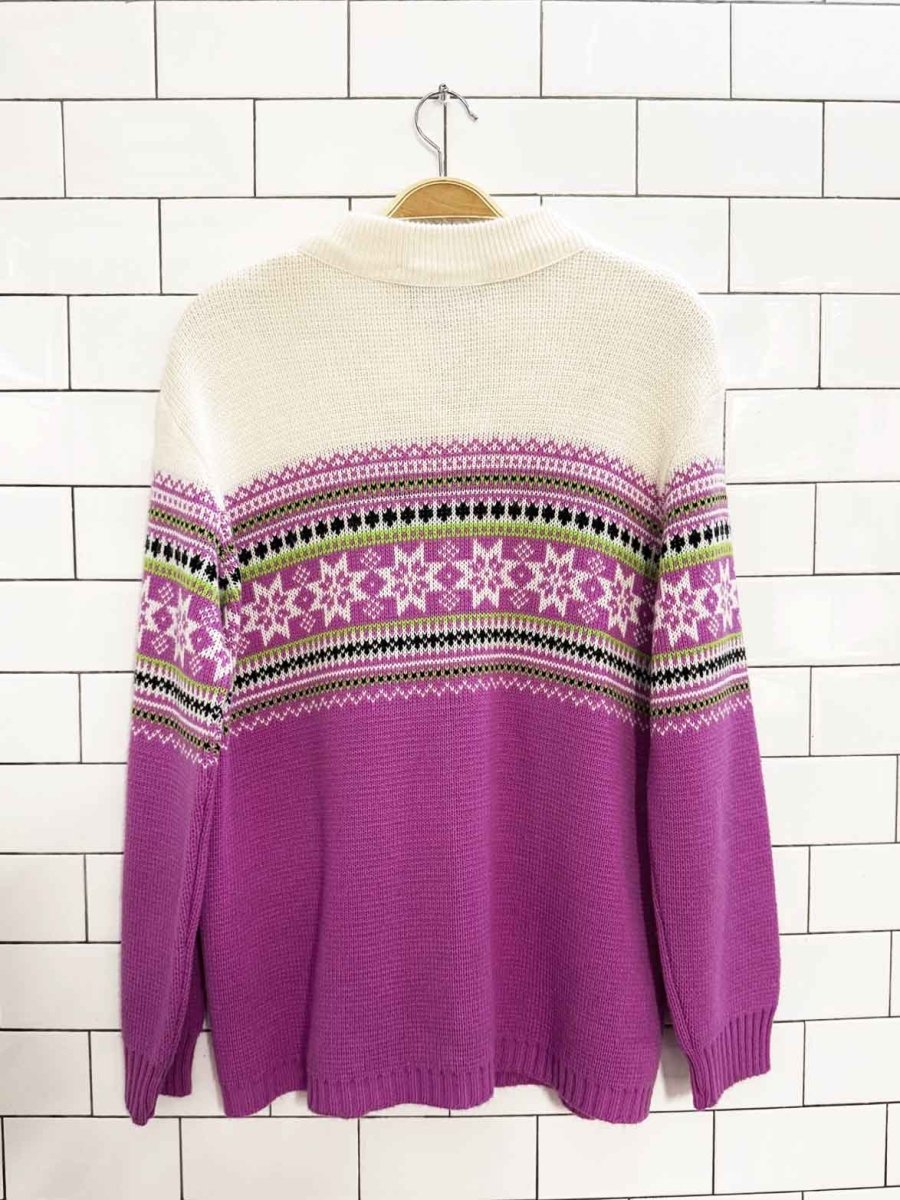 vintage artic wear snowflake fair isle knit cardigan - good market thrift store