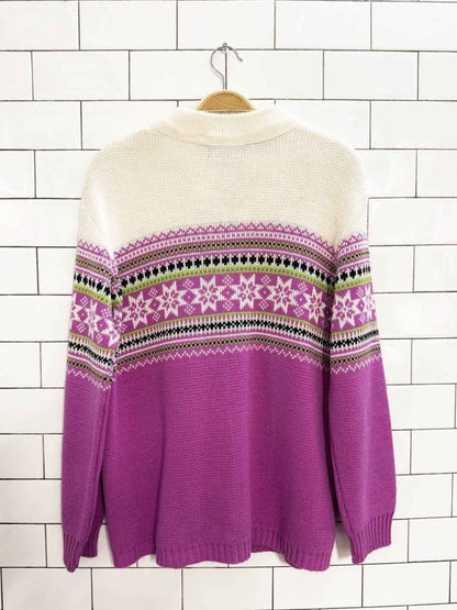 vintage artic wear snowflake fair isle knit cardigan - good market thrift store