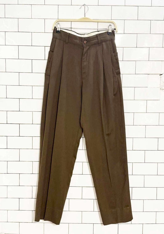 vintage austerity classico pleated straight leg trousers - good market thrift store