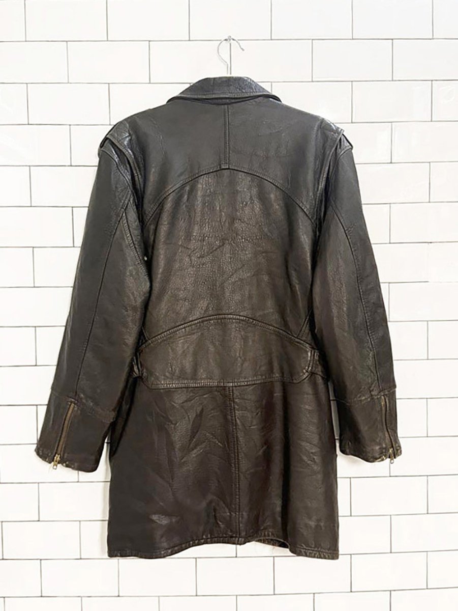 vintage autre chose paris lamb leather belted biker jacket - good market thrift store