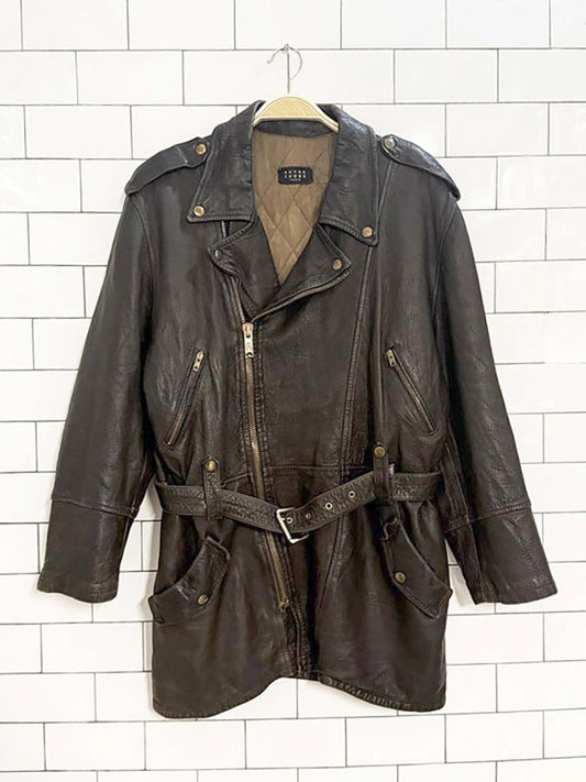 vintage autre chose paris lamb leather belted biker jacket - good market thrift store
