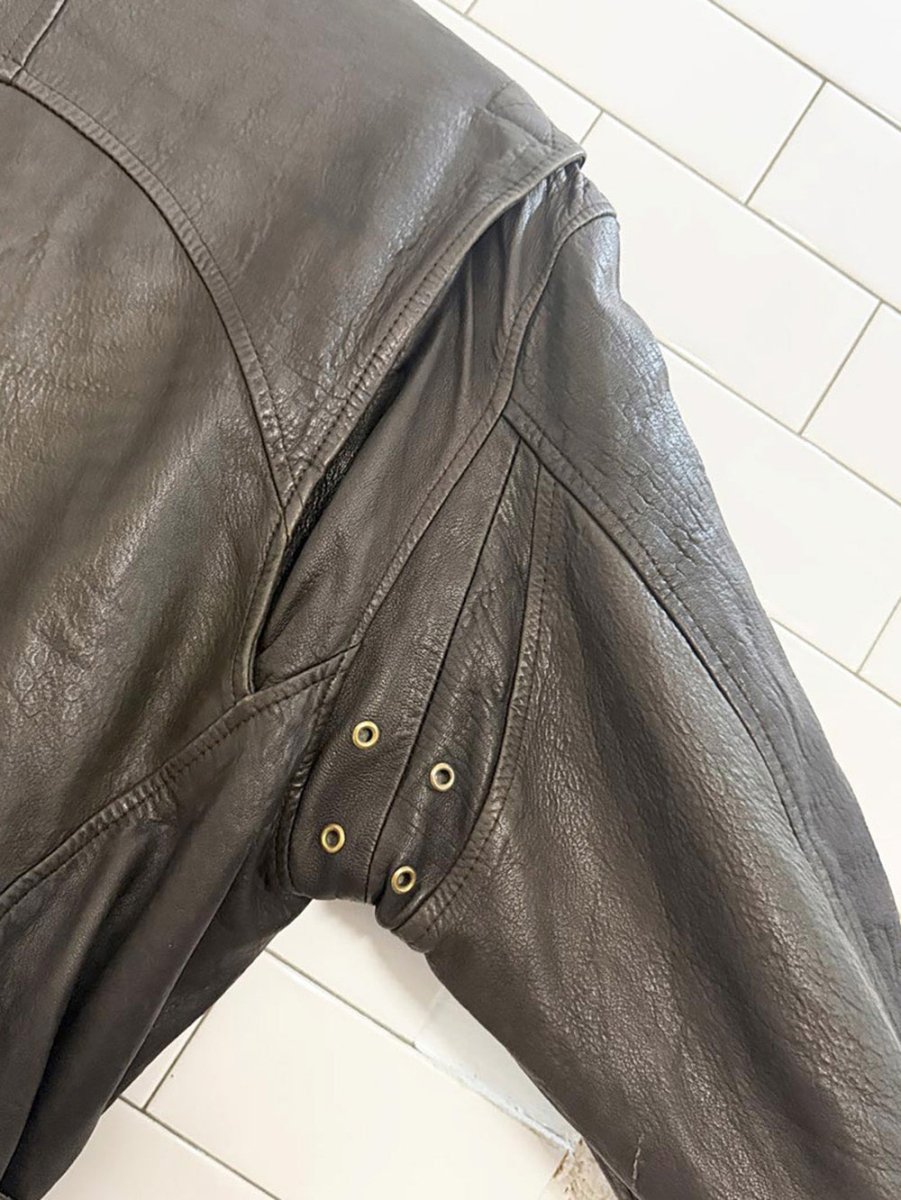 vintage autre chose paris lamb leather belted biker jacket - good market thrift store