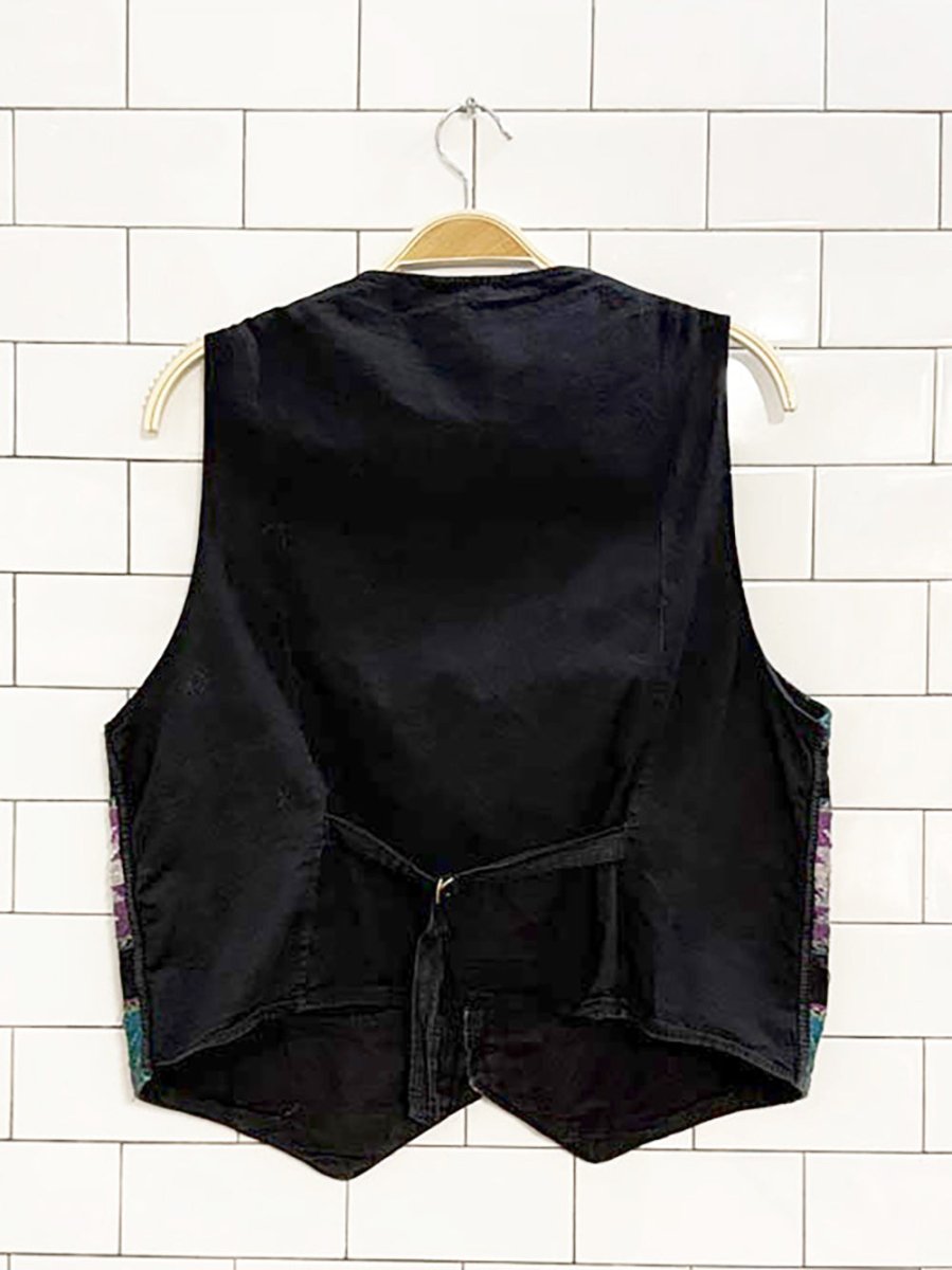 vintage aztec woven full button vest - good market thrift store