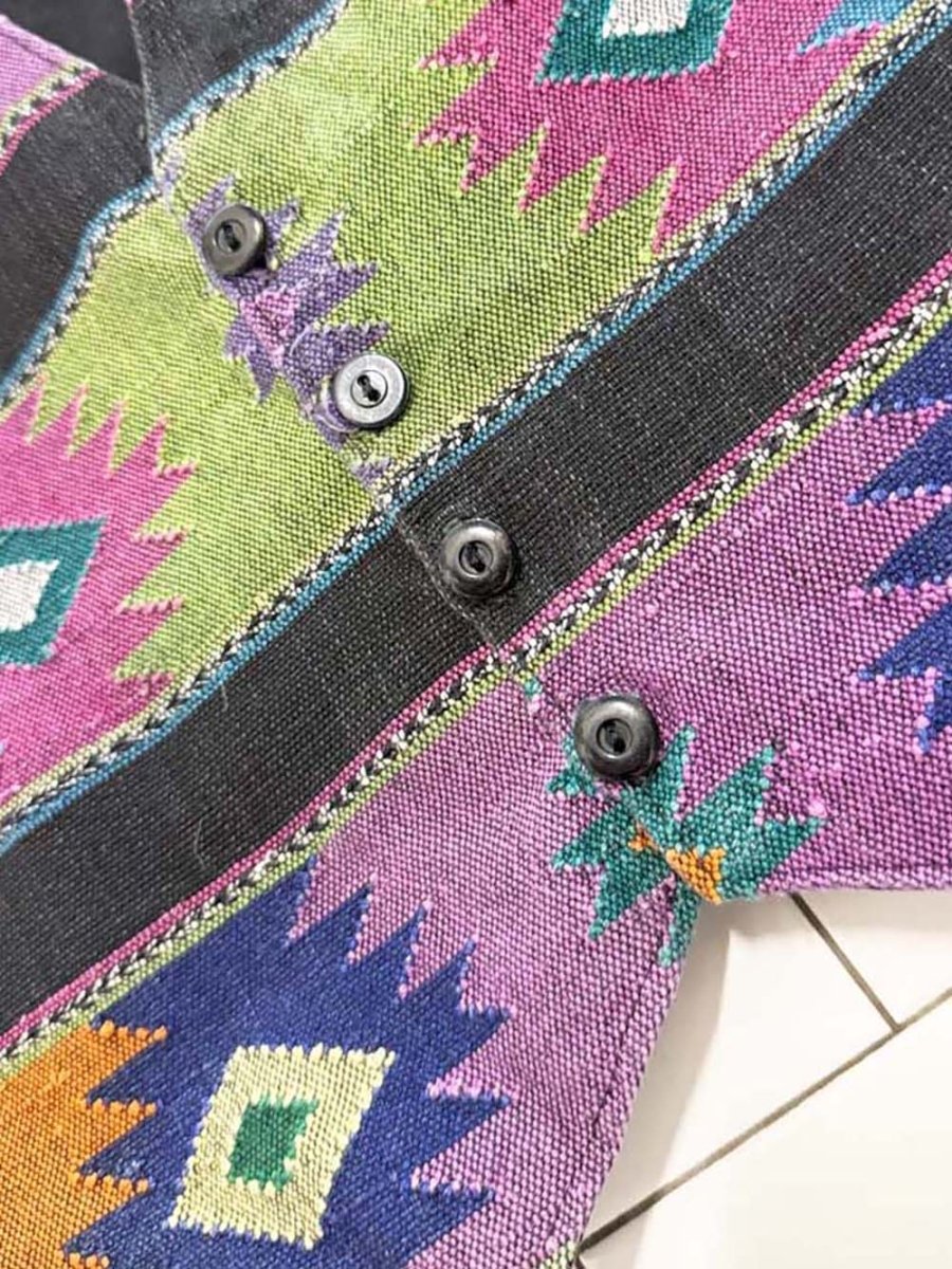 vintage aztec woven full button vest - good market thrift store