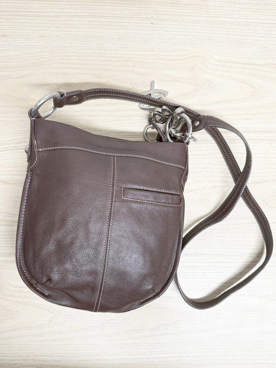 vintage b makowsky leather big buckle crossbody bag - good market thrift store