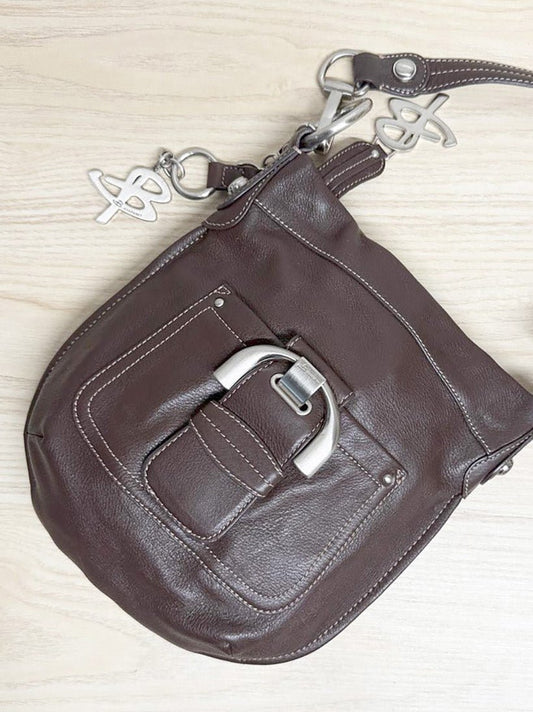 vintage b makowsky leather big buckle crossbody bag - good market thrift store