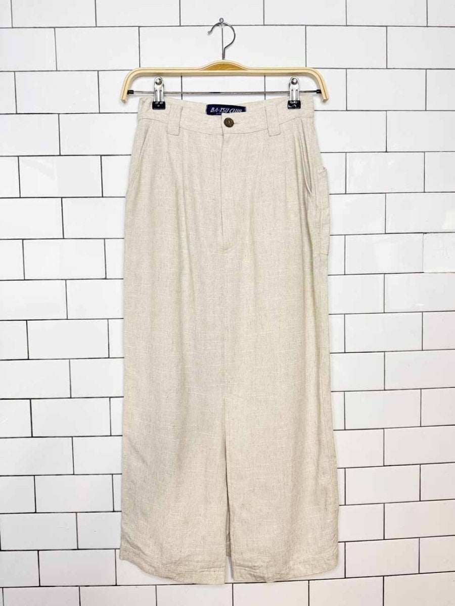 vintage ba-tsu club linen pleated midi skirt - good market thrift store