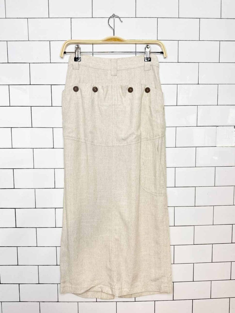 vintage ba-tsu club linen pleated midi skirt - good market thrift store